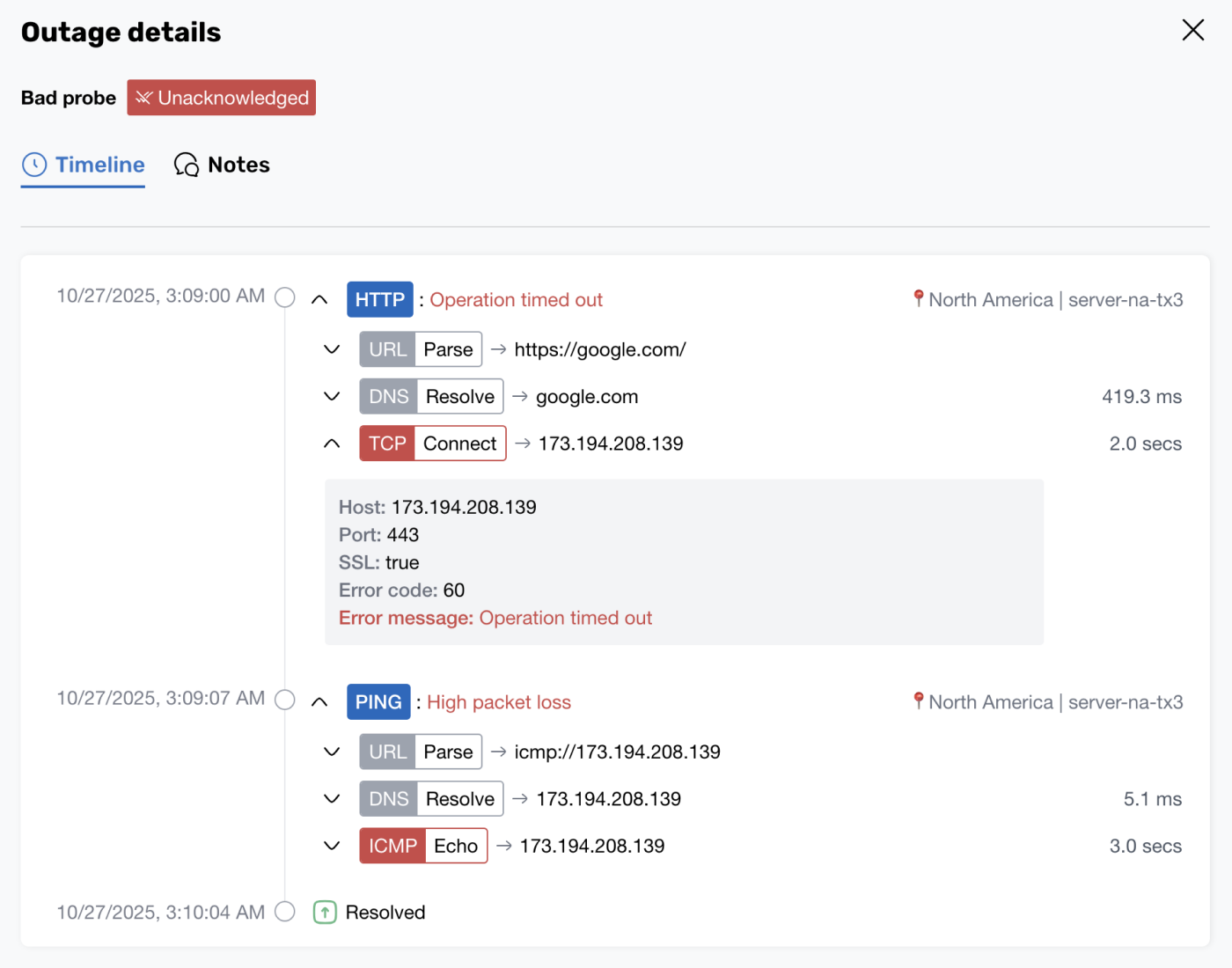 Detailed Outage Reporting